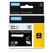 DYMO RHINO Cinta ID1-9 Negro/transparente polyester-IR25 DYMO RHINO Cinta ID1-9 Negro/transparente polyester