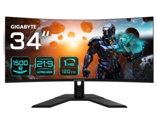 GIGABYTE GS34WQC 34" Monitor de juegos curvo WQHD - 3440 x 1440 (WQHD), 300Hz, 1ms, 250 cd/m², FreeSync Premium, preparado para HDR, HDMI 2.0, DisplayPort 1.4 (Espera 4 dias)