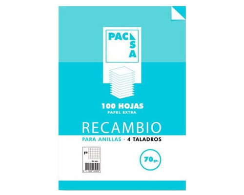 PACSA Recambio 4 taladros 100h 70g cuadricula 4x4 folio-IR42 PACSA Recambio 4 taladros 100h 70g cuadricula 4x4 folio