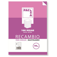 PACSA Recambio multitaladro 100h 90g cuadricula 4x4 folio-IR38 PACSA Recambio multitaladro 100h 90g cuadricula 4x4 folio