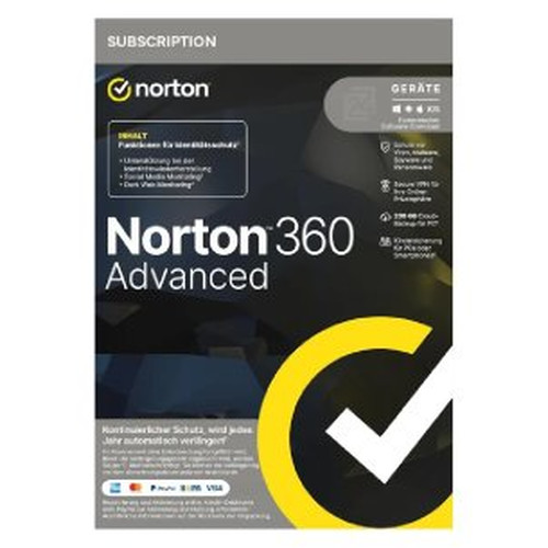 Norton 360 Advanced PWM 200GB ES - 1 usuario - 10-HO30 Norton 360 Advanced PWM 200GB ES - 1 usuario - 10