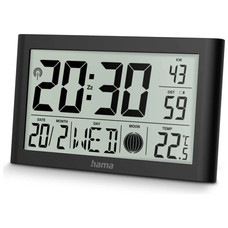 HAMA Reloj de Pared DCF c/Termometro/Higrometro Martinica, Negro