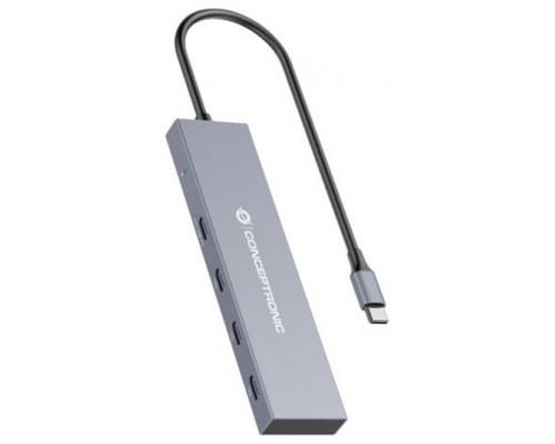 CONCEPTRONIC HUB USB 3.2  HUBBIES14G 4 PUERTOS USB-C 100W PD CARCASA DE ALUMINIO