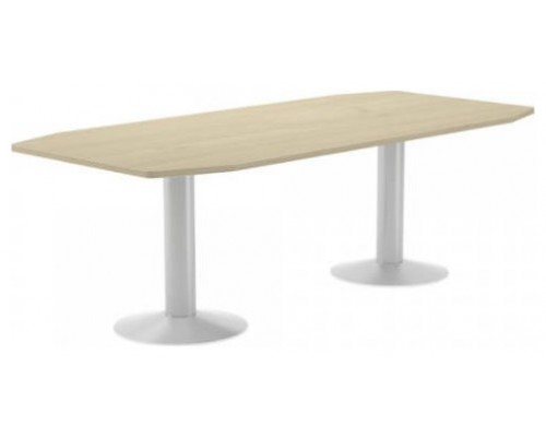 MESA DE REUNIONES 220X100X72CM. COLOR: PATA METALICA BLANCA / TABLERO HAYA ROCADA 3003ATW01 (Espera 4 dias)