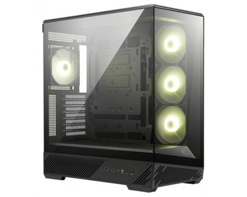 CAJA MSI MAG PANO 130R PZ,3X2.5"+2X2.5"/3.5”,3X120+1X120MM (ARGB),2XUSB3.2+1USB3.2 TYPE C+AUDIO+MICRO,MID TOWER,NEGRA (Espera 4 dias)