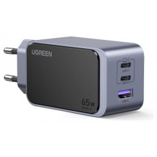 Ugreen Nexode Air 65W sieninis kroviklis, USB + 2x USB-C pilkos spalvos Ordenador portátil, Teléfono móvil, Ratón, Portátil, Batería portátil, Tableta Gris Corriente alterna Carga rápida Interior (Es