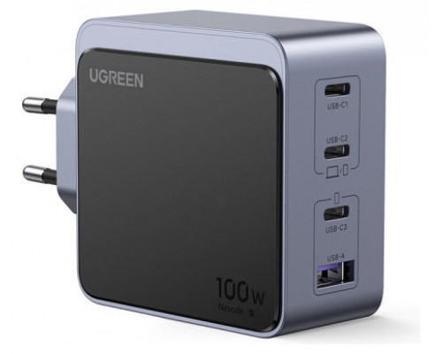 Ugreen Nexode S 100W 4-Port GaN Fast Charger EU gray Ordenador portátil, Teléfono móvil, Portátil, Batería portátil, Tableta Gris Corriente alterna Interior (Espera 4 dias)