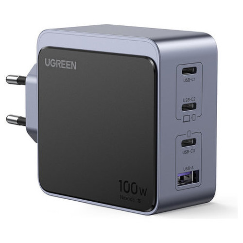 Ugreen Nexode S 100W 4-Port GaN Fast Charger EU gray Ordenador portátil, Teléfono móvil, Portátil, Batería portátil, Tableta Gris Corriente alterna Interior (Espera 4 dias)-SX99 Ugreen Nexode S 100W 4-Port GaN Fast Charger EU gray Ordenador portátil, Teléfono móvil, Portátil, Batería portátil, Tableta Gris Corriente alterna Interior (Espera 4 dias)