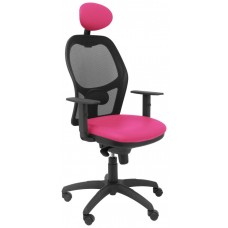 SILLA JORQUERA MALLA NEGRA ASIENTO SIMILPIEL ROSA