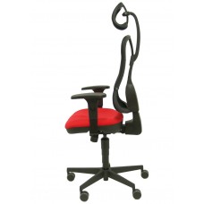 SILLA AGUDO SINCRO MALLA NEGRA ASIENTO TELA ROJO