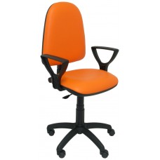 SILLA AYNA SIMILPIEL NARANJA CON BRAZOS