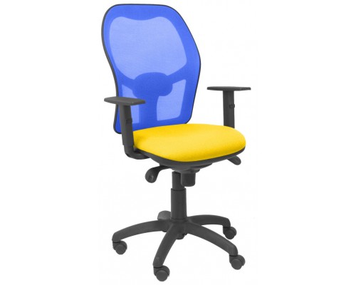 SILLA JORQUERA MALLA AZUL ASIENTO BALI AMARILLA