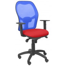 SILLA JORQUERA MALLA AZUL ASIENTO BALI ROJO