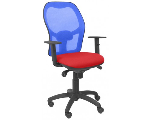 SILLA JORQUERA MALLA AZUL ASIENTO BALI ROJO