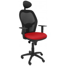 SILLA JORQUERA MALLA NEGRA ASIENTO BALI ROJO CON