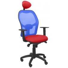 SILLA JORQUERA MALLA AZUL ASIENTO BALI ROJO CON C