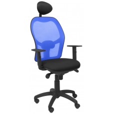 SILLA JORQUERA MALLA AZUL ASIENTO BALI NEGRO CON