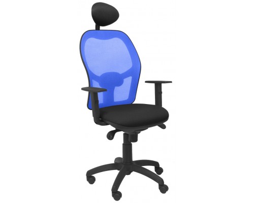 SILLA JORQUERA MALLA AZUL ASIENTO BALI NEGRO CON