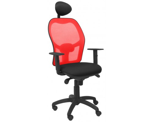 SILLA JORQUERA MALLA ROJA ASIENTO BALI NEGRO CON