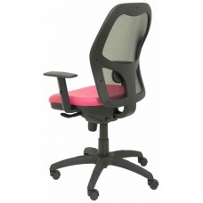 SILLA JORQUERA MALLA NEGRA ASIENTO SIMILPIEL ROSA