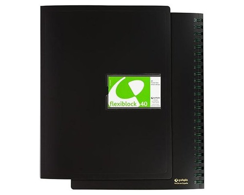 GRAFOPLAS Carpeta 40 fundas espiral oculto 80 micras folio