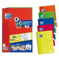 OXFORD PAQ.4+1 CUADERNOS TAPA EXTRADURA 80H 90G CUADRICULA 4X4 FOLIO COLORES VIVOS