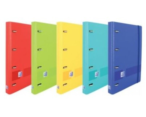 OXFORD CARPETA EUROPEANBINDER LIVE GO 4 ANILLAS 25MM CUADRICULA 5X5 A4+ COLORES VIVOS