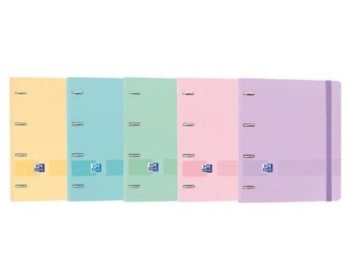 OXFORD CARPETA EUROPEANBINDER LIVE GO 4 ANILLAS 25MM CUADRICULA 5X5 A4+ COLORES PASTEL