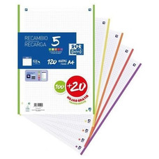 OXFORD RECAMBIO 4 TALADROS 100H+20 GRATIS 90G CUADRICULA 5X5 A4 BAN COLORES VIVOS-IR41 OXFORD RECAMBIO 4 TALADROS 100H+20 GRATIS 90G CUADRICULA 5X5 A4 BAN COLORES VIVOS