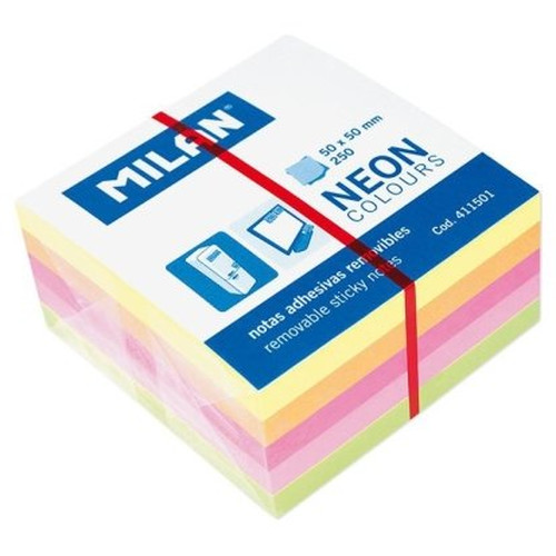 MILAN BLOC NOTAS ADHESIVAS 250 HOJAS 50X50 COLORES-HO27 MILAN BLOC NOTAS ADHESIVAS 250 HOJAS 50X50 COLORES