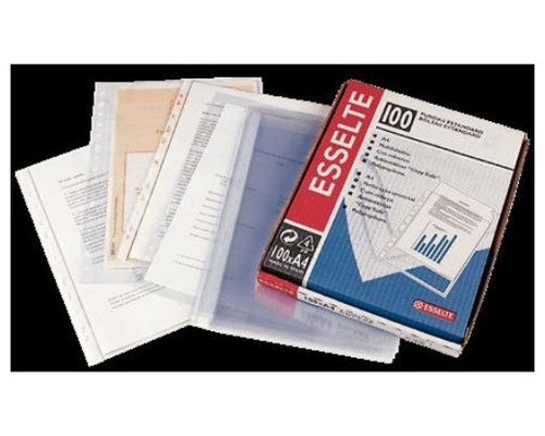 ESSELTE C.100 fundas portadocumentos sin refuerzo PP 80 micras folio cristal