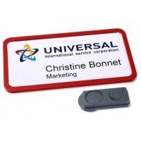 CAJA 10 PORTANOMBRES OFFICE BADGE ROJO CON IM&Aacute;N EXTRA FUERTE--37 X 75 MM AVERY 4839R-L (Espera 4 dias)