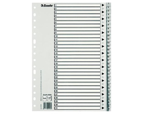 ESSELTE ESSELTE indice numerico 1-33 Esselte multitaladro PP folio gris-IR41 ESSELTE ESSELTE indice numerico 1-33 Esselte multitaladro PP folio gris
