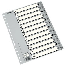 ESSELTE ESSELTE Pack de 50 indice numerico 1-12 Esselte multitaladro A4 folio gris-IR40 ESSELTE ESSELTE Pack de 50 indice numerico 1-12 Esselte multitaladro A4 folio gris