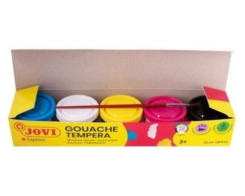 JOVI C.5 BOTES TEMPERA ESCOLAR 35 ML COLORES SURTIDOS + PINCEL