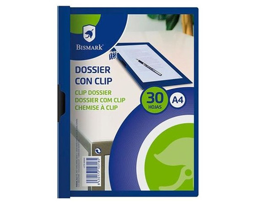 BISMARK Pack de 5 Dossier con clip PP A4 azul