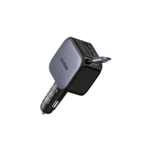 UGREEN 60W 2C1A FAST CAR CHARGER WITH RETRACTABLE USB-C CABLE (Espera 4 dias)