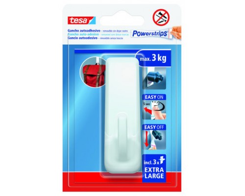 BLISTER GANCHO ADHESIVO XL RECTANGULAR POWERSTRIPS 3KG BLANCO TESA 59029-00001-00 (Espera 4 dias)