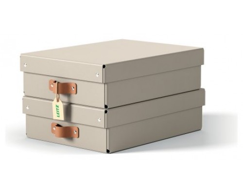 PACK 2 CAJAS DE ALMACENAMIENTO CARTÓN MEDIANA BAJA COLOR BEIGE LEITZ 61480012 (Espera 4 dias)