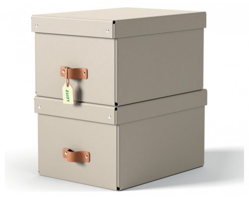 PACK 2 CAJAS DE ALMACENAMIENTO CARTÓN MEDIANA COLOR BEIGE LEITZ 61490012 (Espera 4 dias)