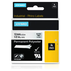DYMO RHINO Cinta ID1-12 Negro/transparente polyester-IR25 DYMO RHINO Cinta ID1-12 Negro/transparente polyester