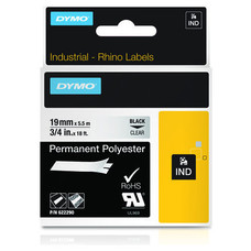 DYMO RHINO Cinta ID1-19 Negro/transparente polyester-IR25 DYMO RHINO Cinta ID1-19 Negro/transparente polyester