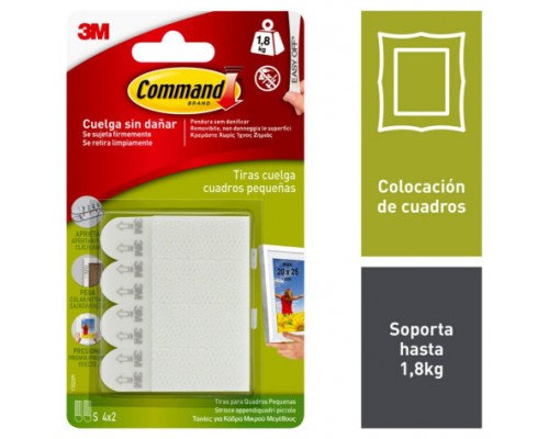 BLISTER TIRAS ADHESIVAS PEQUEÑAS PARA CUADROS HASTA 1,8KG COMMAND 17202 3M 7100127222 (Espera 4 dias)