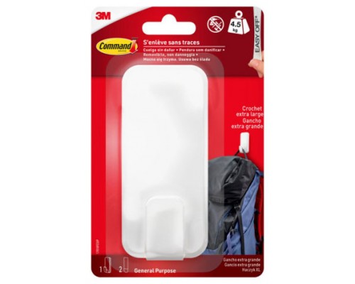 BLISTER 1 GANCHO ADHESIVO BLANCO EXTRAGRANDE HASTA 4,5KG COMMAND 17010FESIP 3M 7100306463 (Espera 4 dias)