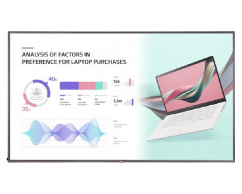 LG 75UH5J-H pantalla de señalización Pantalla plana para señalización digital 190,5 cm (75") LED Wifi 500 cd / m² 4K Ultra HD Negro Web OS 24/7 (Espera 4 dias)