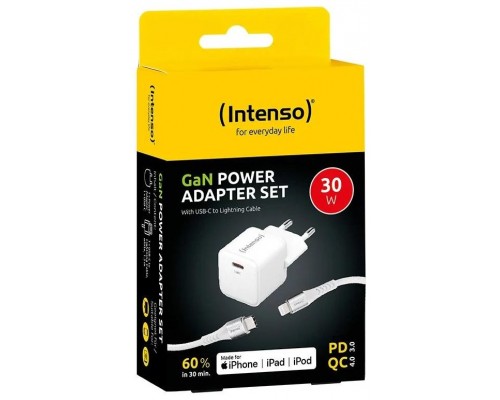 Intenso | KIT Cargador GaN W30C + Cable Lightning
