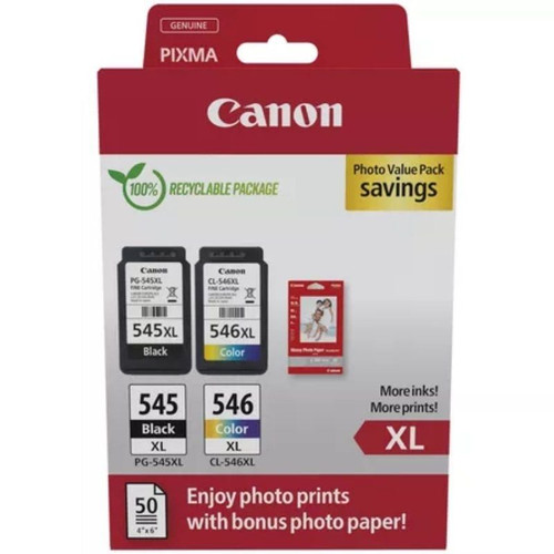 CANON CARTUCHO NEGRO/COLOR PG-545XL/CL-546XL + PAPEL FOTO 4X6 (GP-501 50H)-IR20 CANON CARTUCHO NEGRO/COLOR PG-545XL/CL-546XL + PAPEL FOTO 4X6 (GP-501 50H)