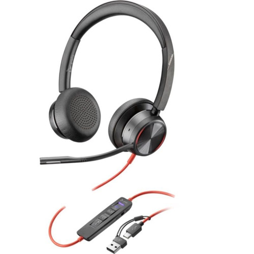 HP Poly Auriculares est&eacute;reo Poly Blackwire 8225 con certificaci&oacute;n Microsoft Teams USB-C + Adaptador USB-C/A (Espera 4 dias)