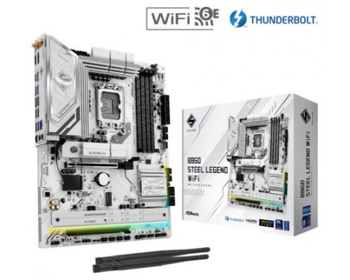 PLACA ASROCK B860 STEEL LEGEND WIFI,INTEL,1851,B860,4DDR5,USB 10GBPS,WIFI,ATX (Espera 4 dias)