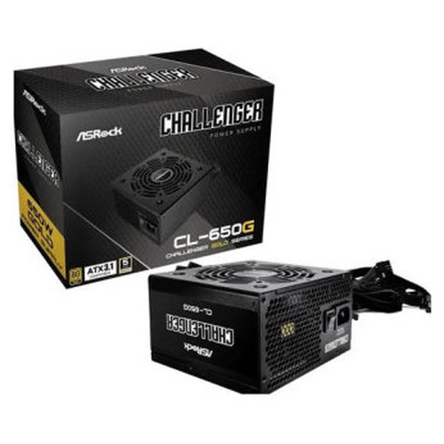 FUENTE ALIMENTACION ASROCK CL-650G,PSU,650W,80 PLUS GOLD,120MM,ACTIVE PFC,PCI-E (6+2 pin)x4,SATA (5 pin)x4 (Espera 4 dias)